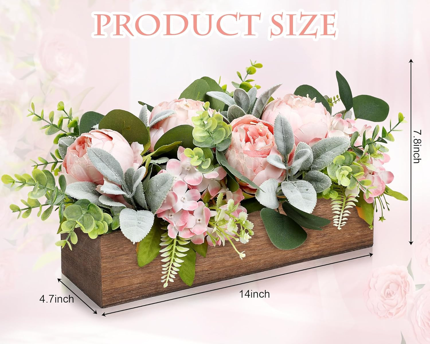 Pink Floral Centerpieces for Table, Pre-Made Artificial Peonies Hydrangea Center