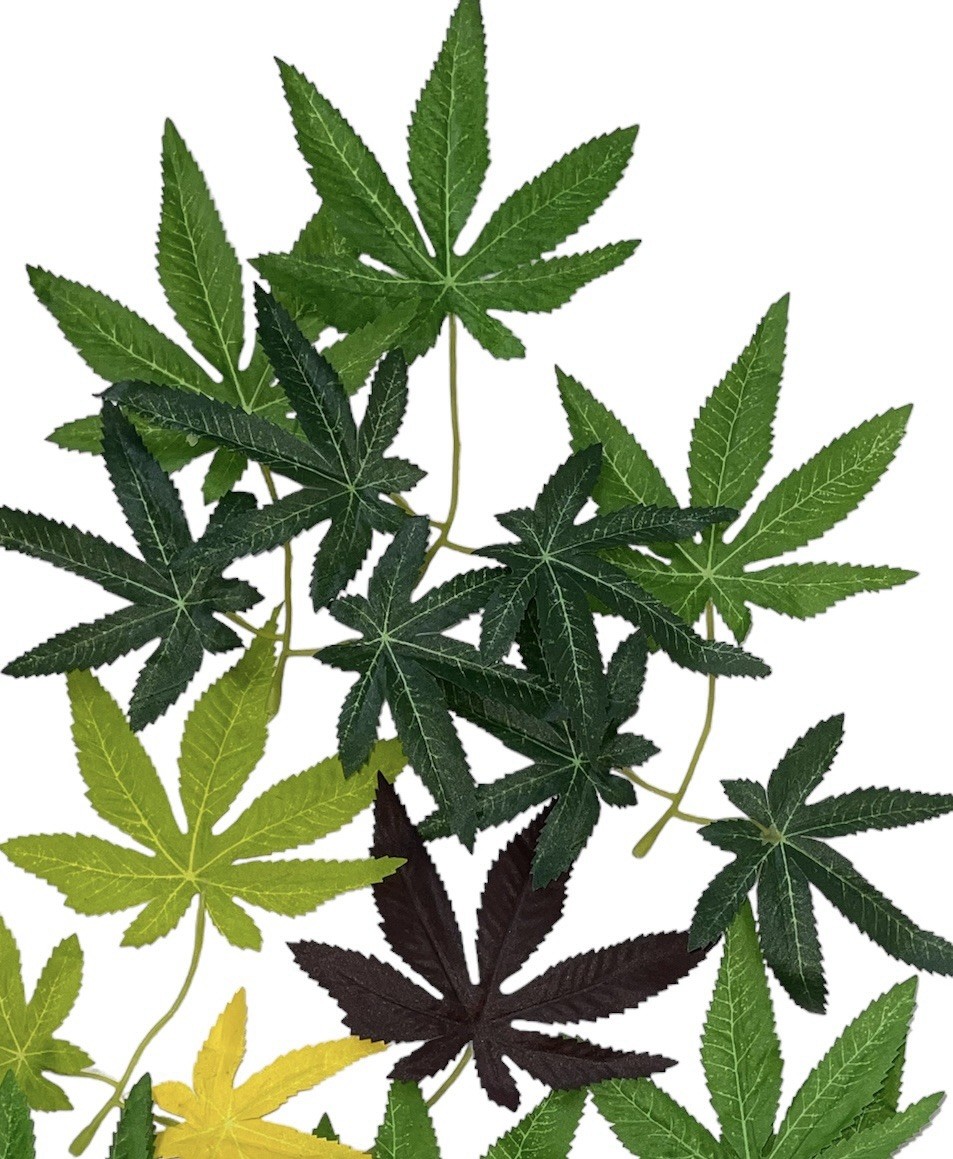 96 Faux Cannabis Leaves Artificial Pot Leaf Party Craft Decor 5” Green