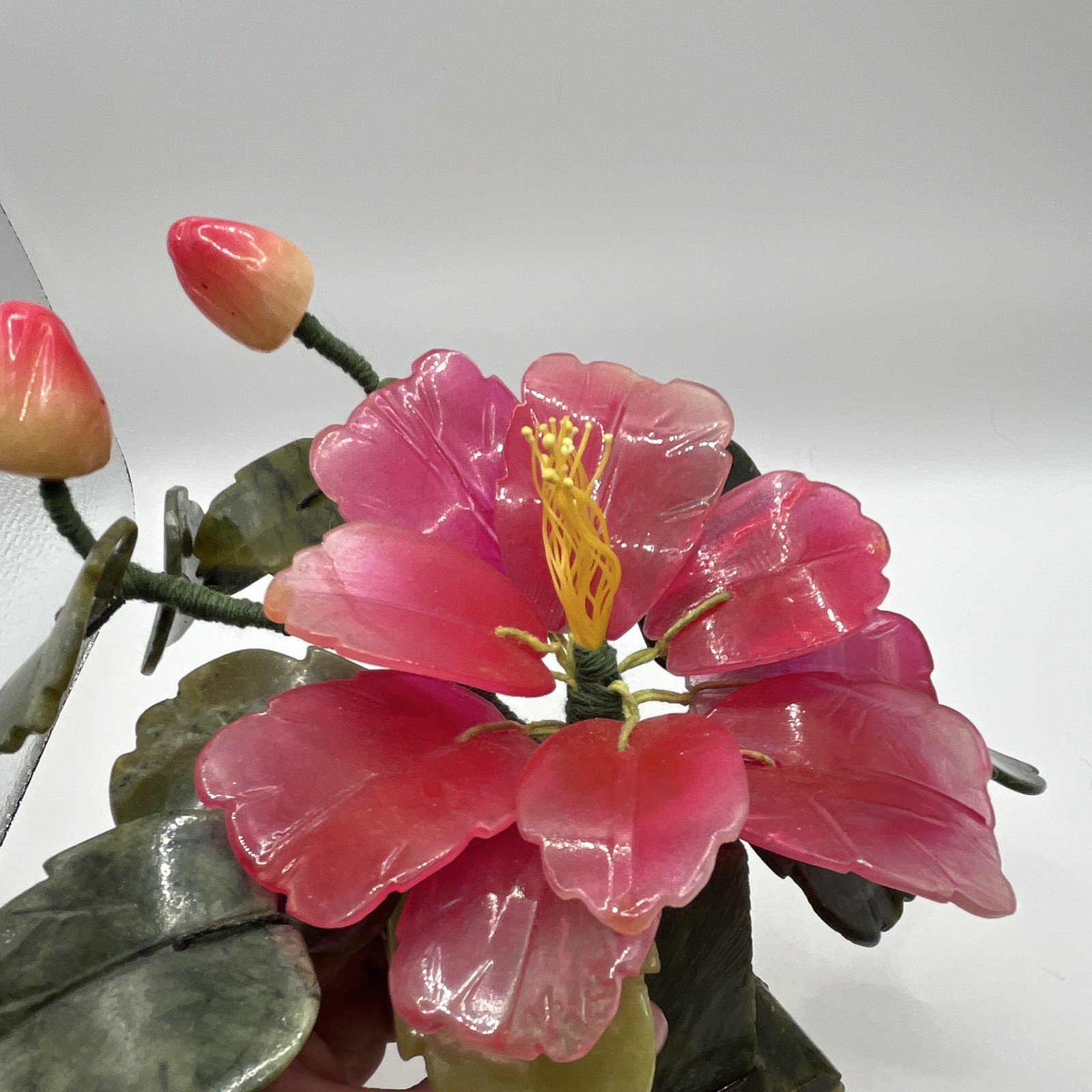 Vintage Stone Flower, Buds, Leaves, and Vase