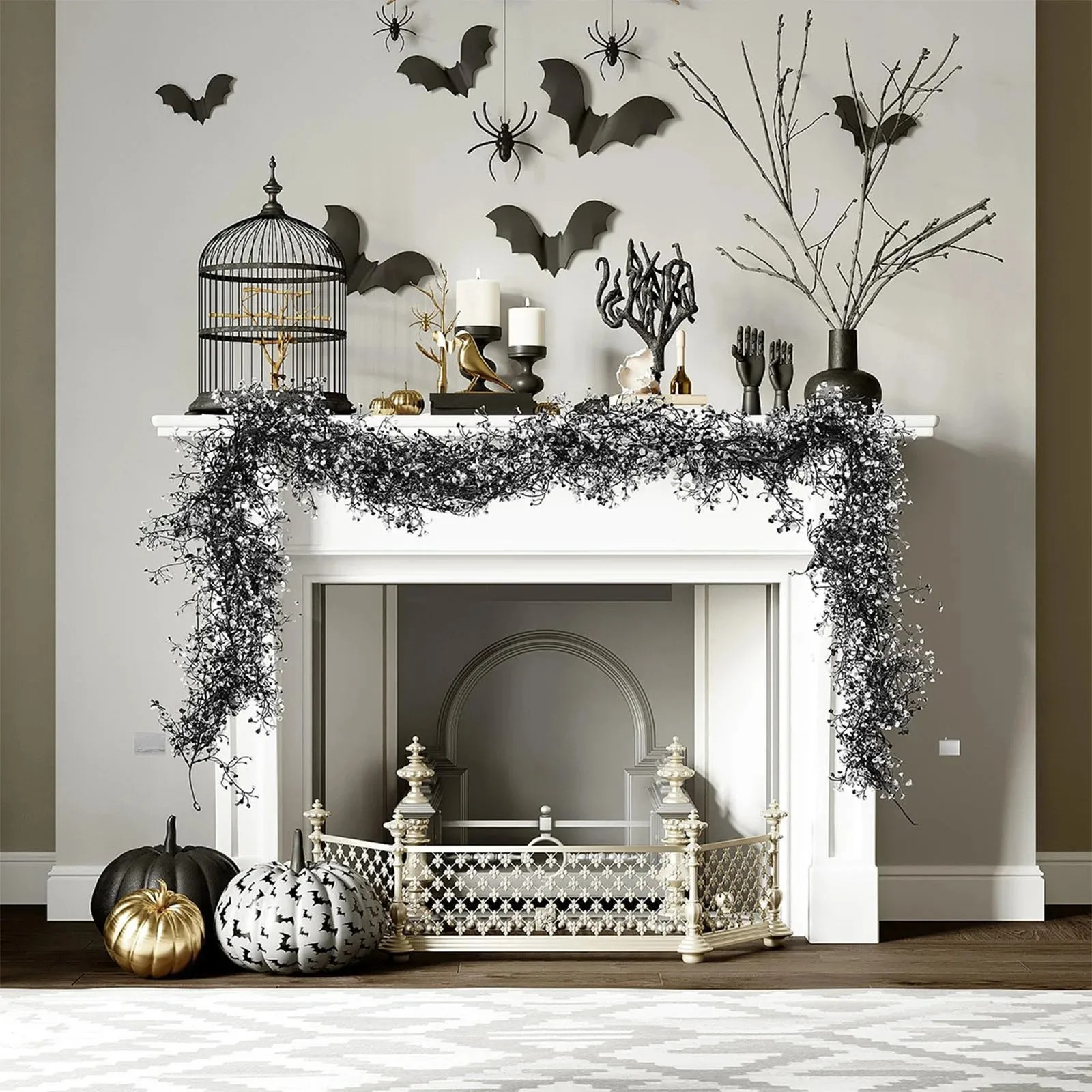 New Halloween Black Gold Willow Vine Garland Home Decor Fast Shipping