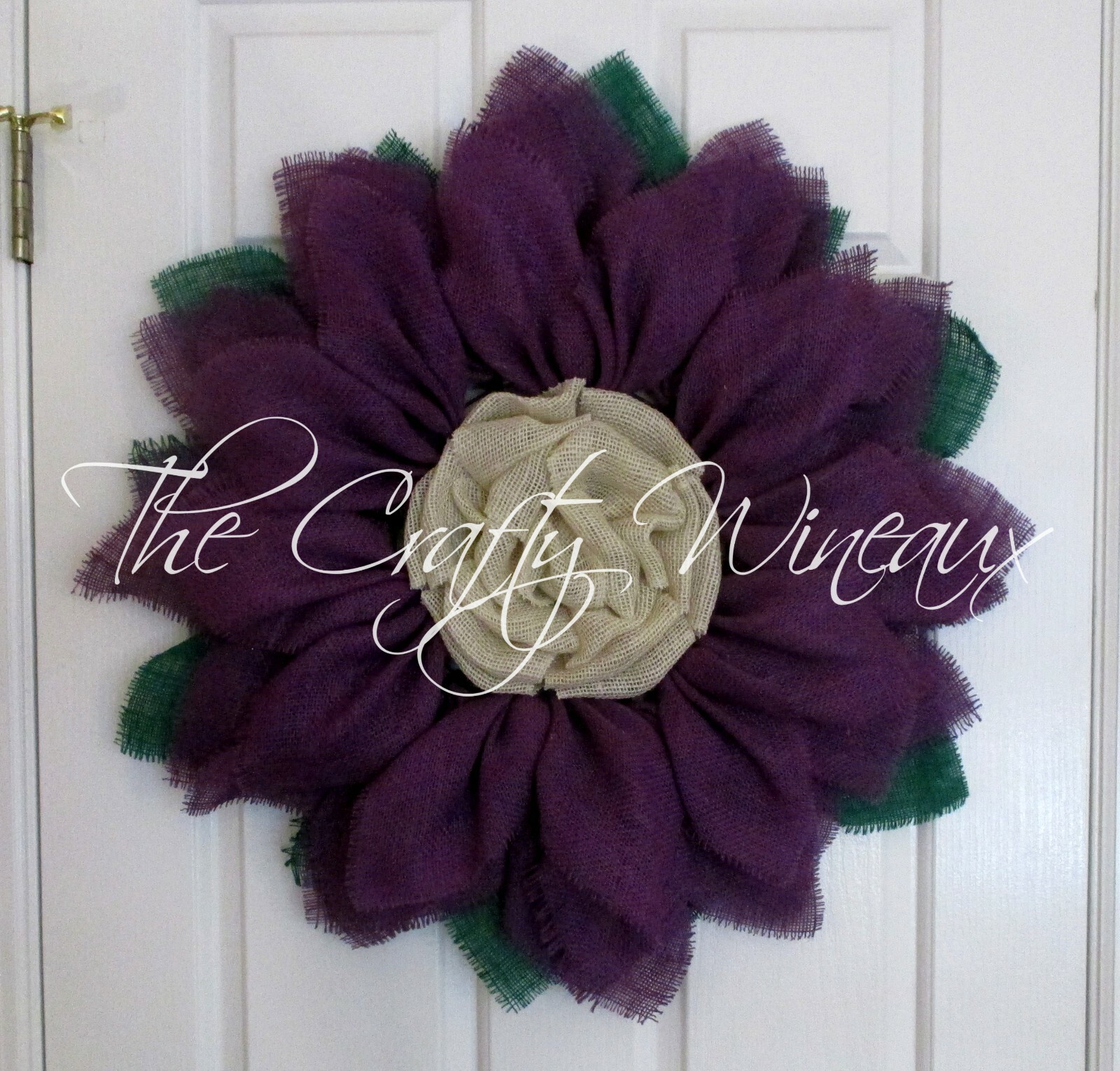 The Crafty Wineaux – Large 25″ Dark Purple Burlap Sunflower Wreath