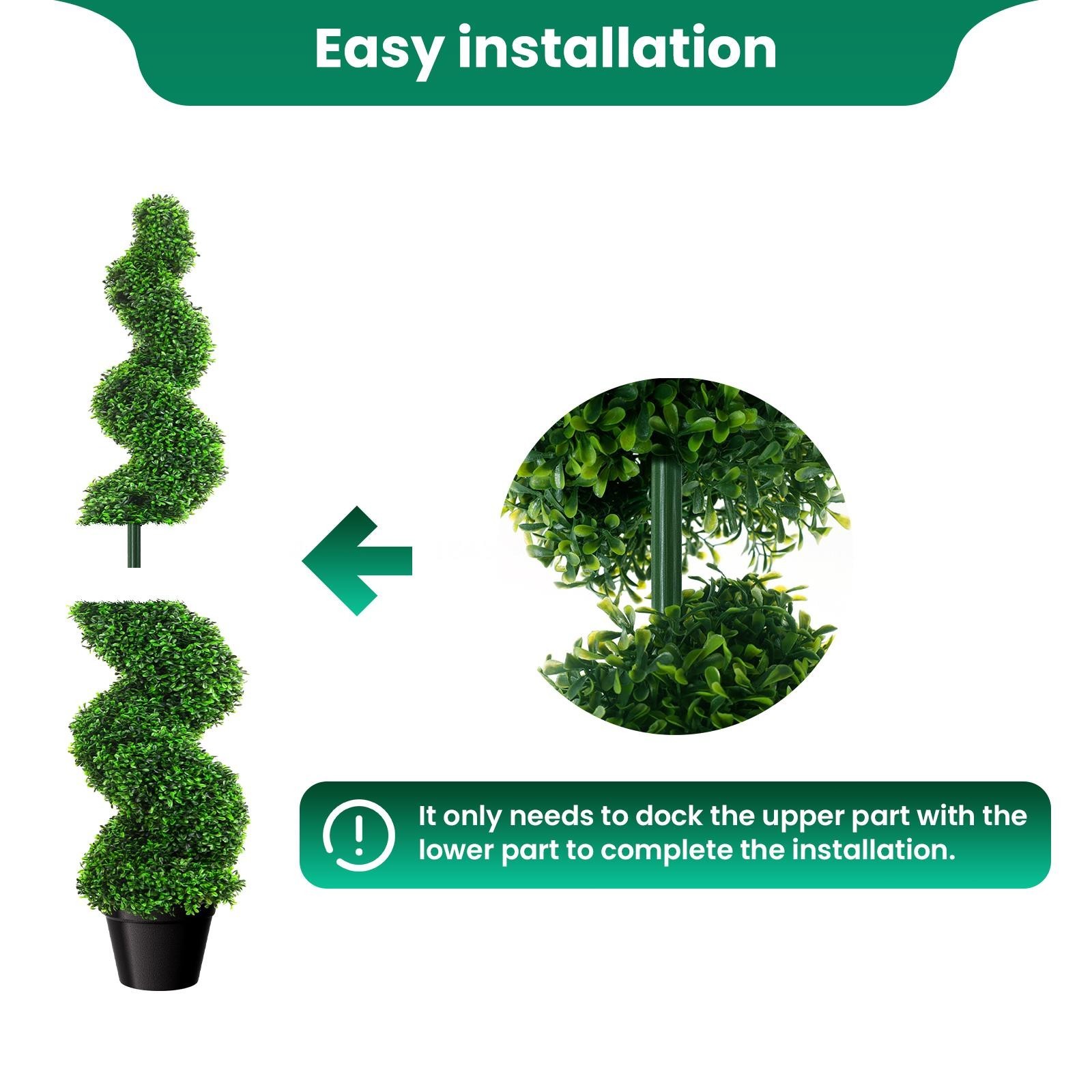 47’ Artificial Boxwood 2 Pack Spiral Topiary Tree UV Home Decor Green In/Outdoor