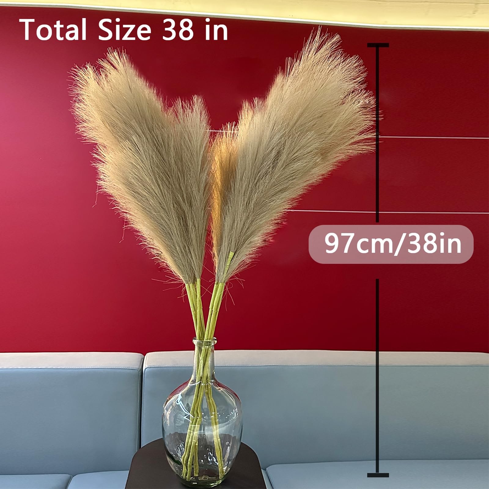 38″ 10 Stems Faux Pampas Grass Decor – Tall Pampas Grass for Floor Vase Fluff…