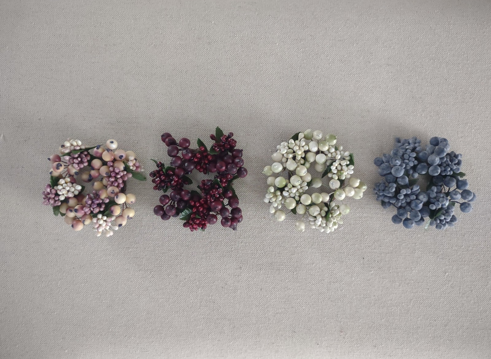 Mini Berry Wreaths 3 Inch Red, Blue, Pink, Green, Decor &Crafting NEW, SET OF 12