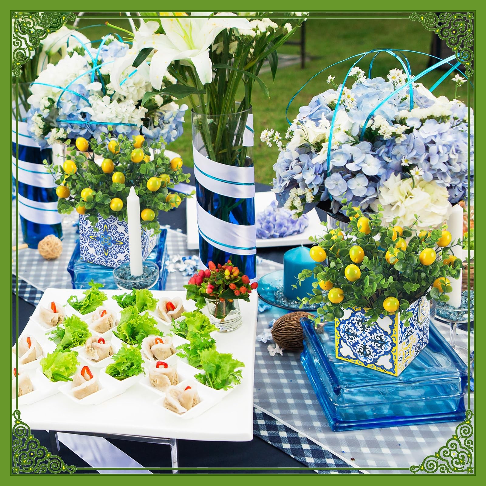 Giegxin Blue Tiles Lemon Table Centerpiece Decor Amalfi Coast Box Decorations…