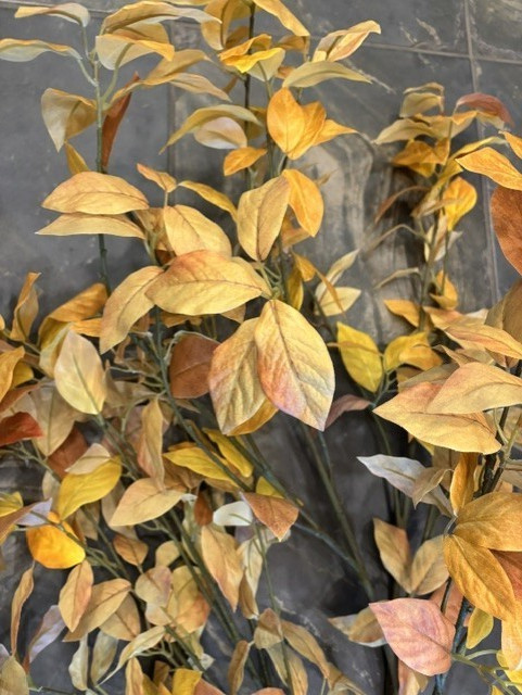 NEW Pottery Barn Faux Golden Fall Autumn Branches Leaves Stem 56″ Decor NWT