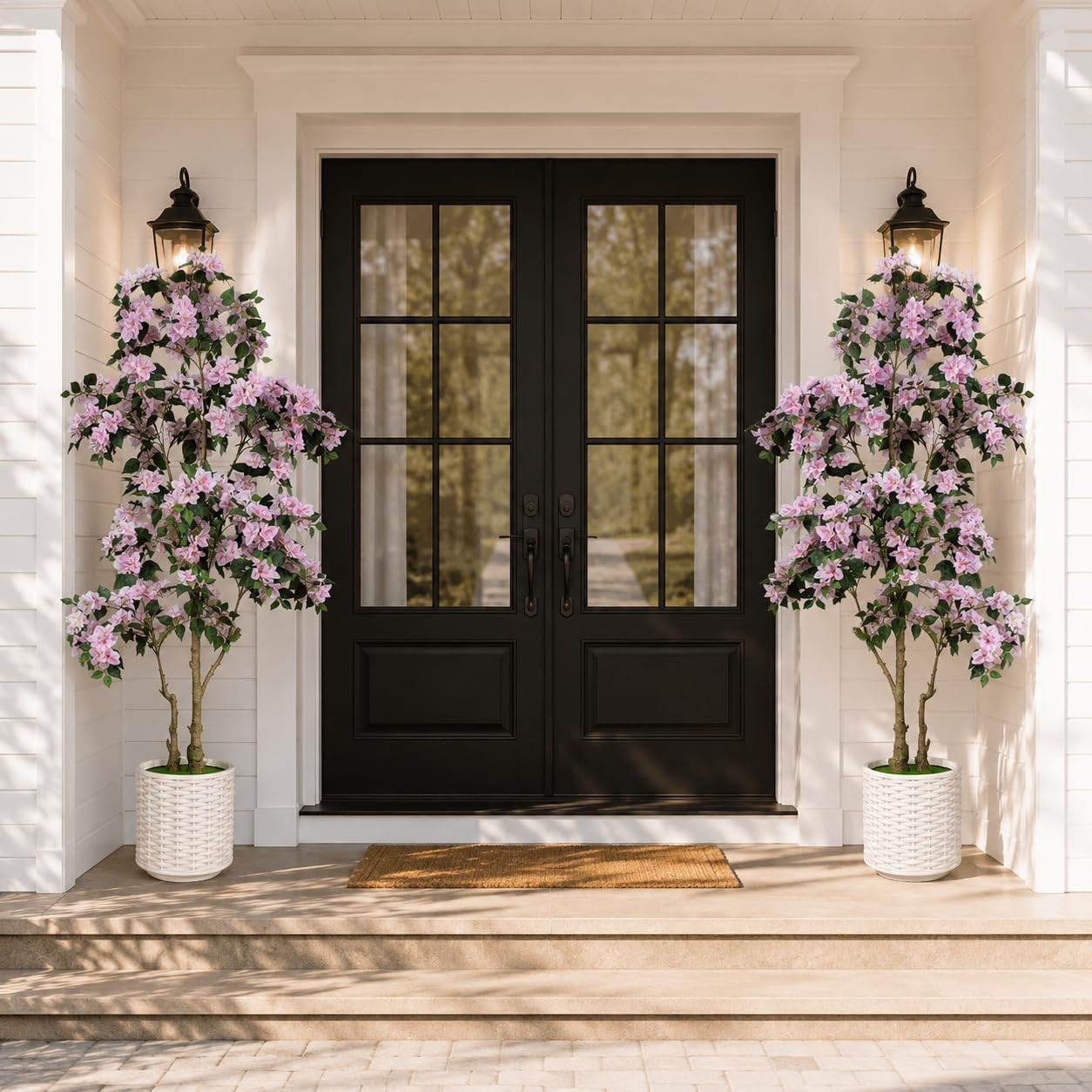 6FT Artificial Bougainvillea Tree with Realistic Light Pink Silk Flowers, Real T