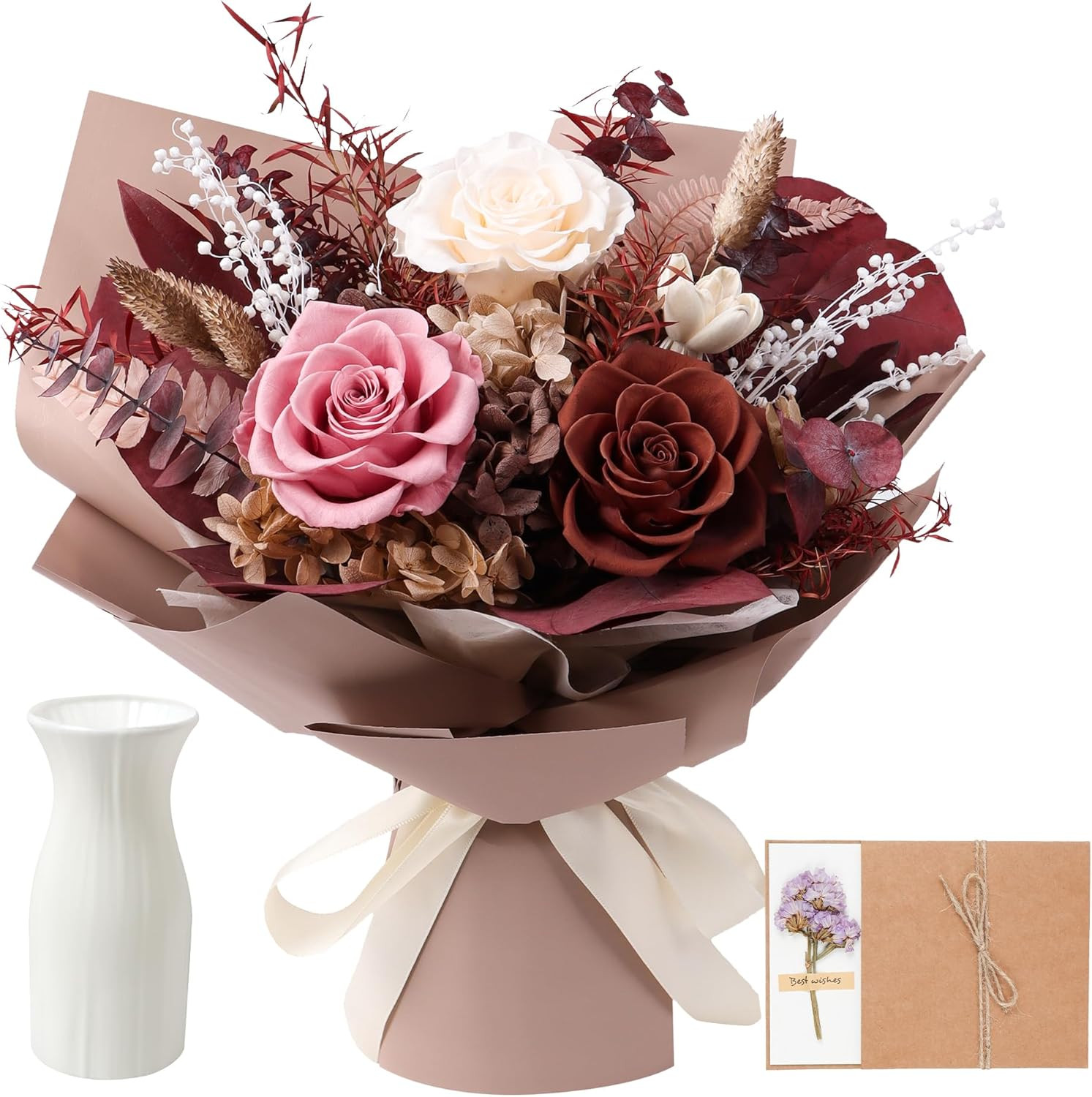 Preserved Flowers Bouquet, Real Eternal Flowers, Gifts for Women, Birthday Gifts