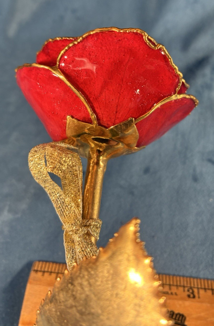 24k & Enamel Preserved Real Red Rose With Forever Keepsake