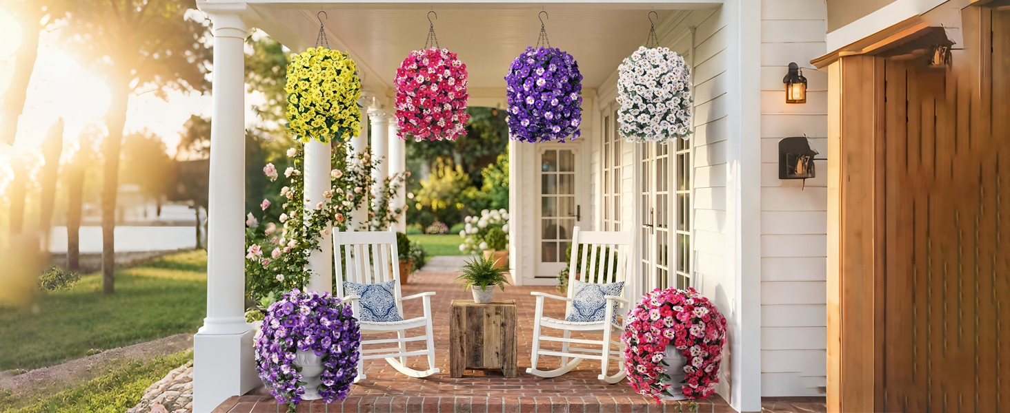 Artificial Flowers for Outdoors, 2pcs Faux Silk Pansies Flowers UV Resistant