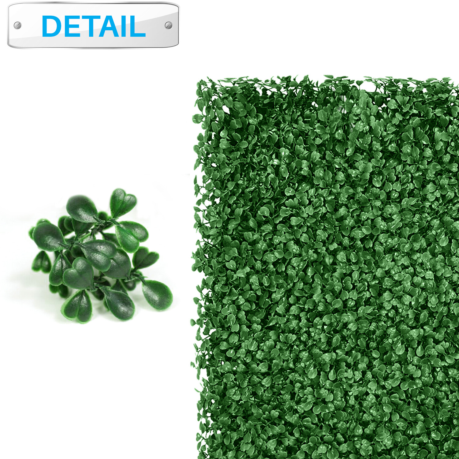 20″x20″ Artificial Grass Wall Decor Privacy Fence Panel, Boxwood Dark Green