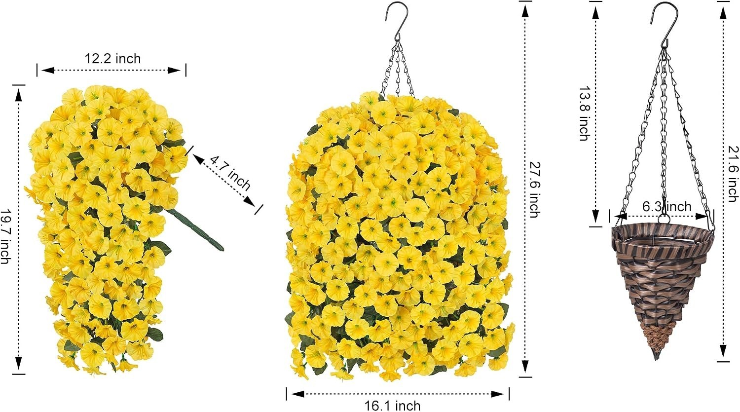 Yellow Morning Glory Hanging Flowers Basket