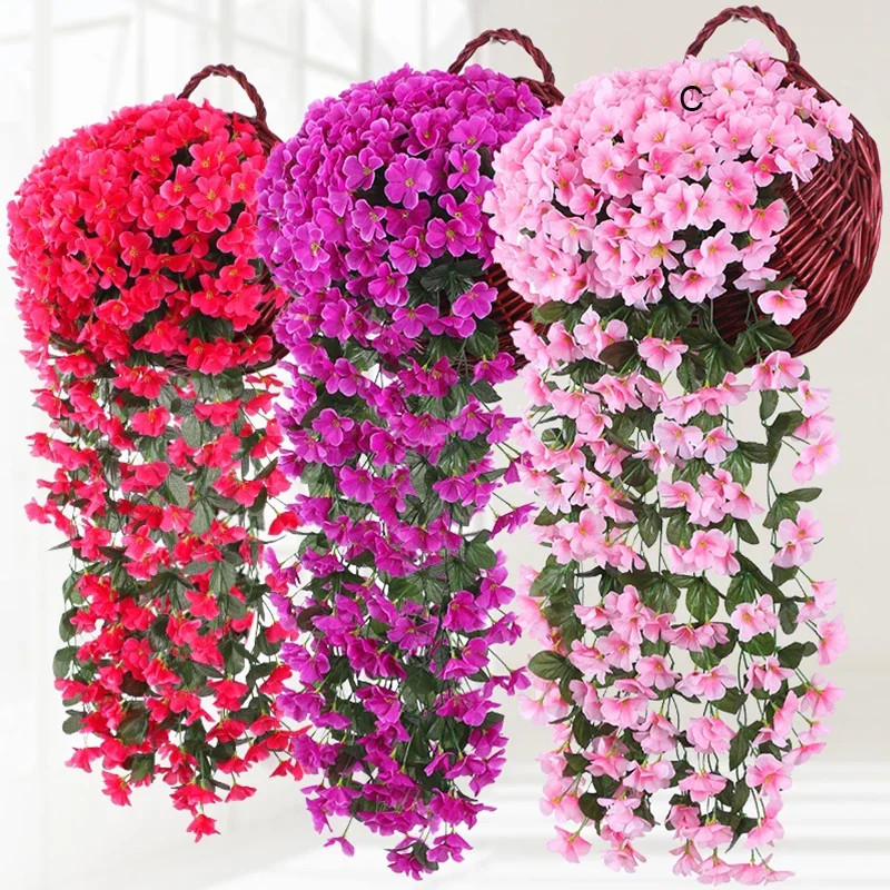 80/90cm Artificial Violet Hanging Flowers Wall Decor Silk Flower Vines For Home