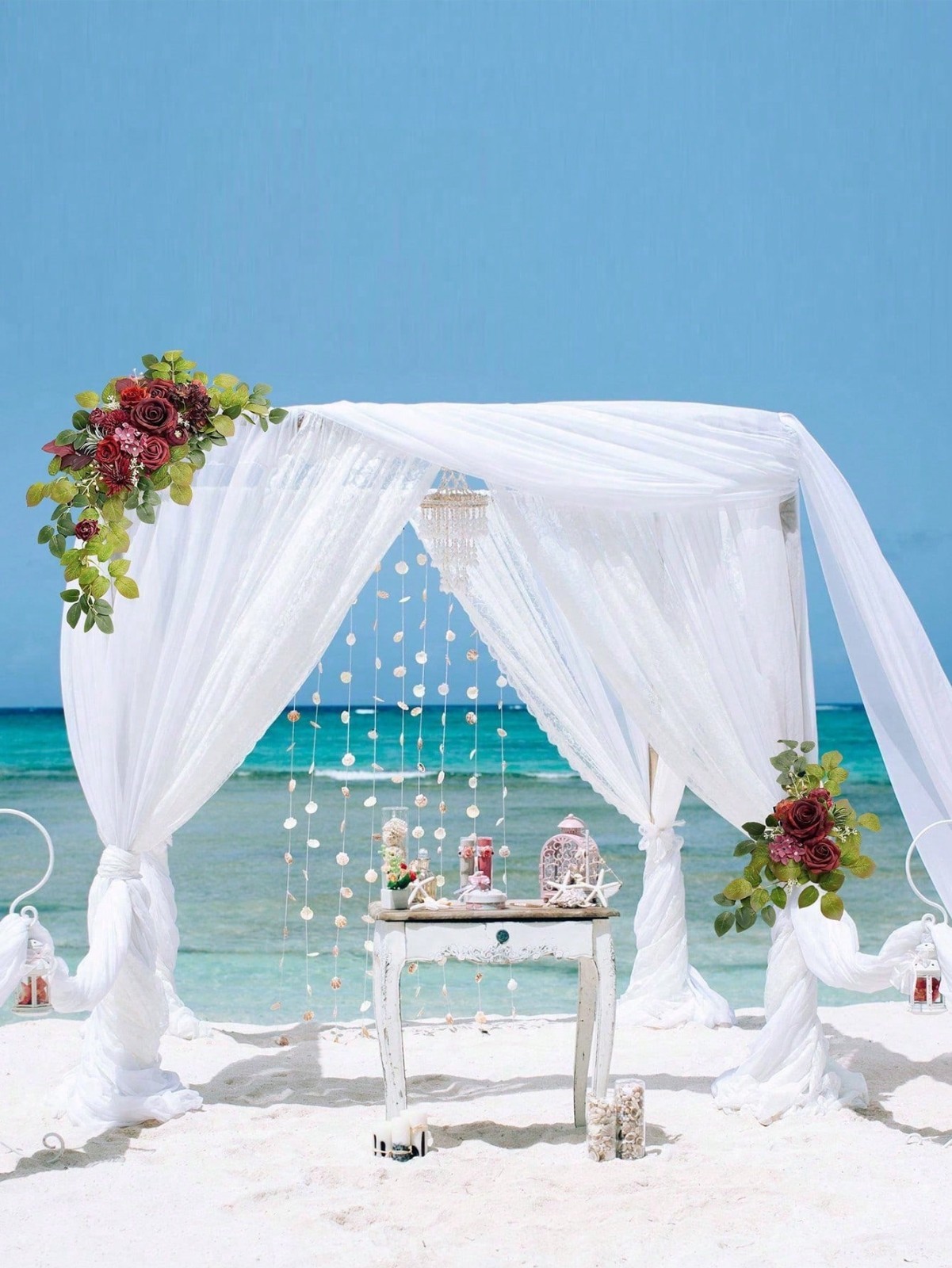 2PCS Artificial Floral Swag Wedding Arch Flowers Faux Rose Garland GreeneryDecor