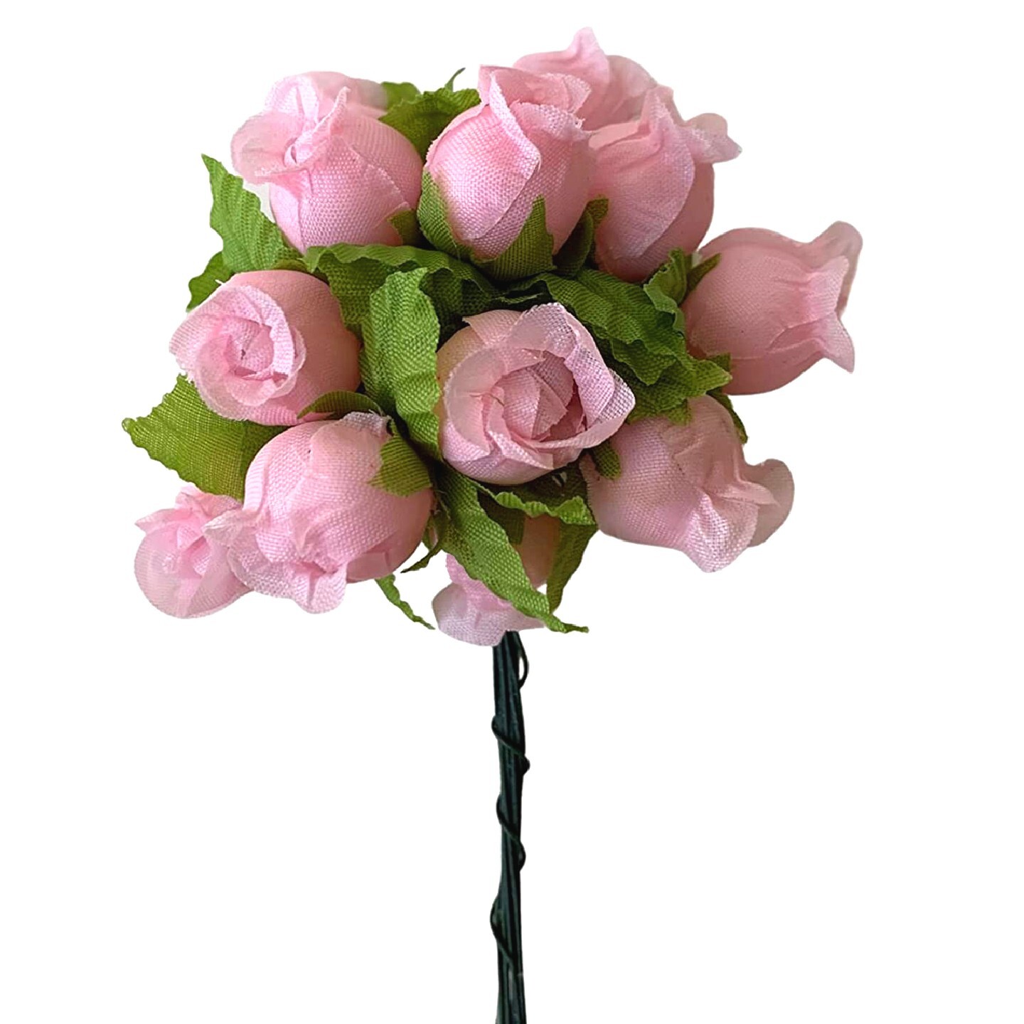 Pink Artificial Silk Flower Roses – 12 Mini Bouquets of 12 Rosebuds, 144 Total