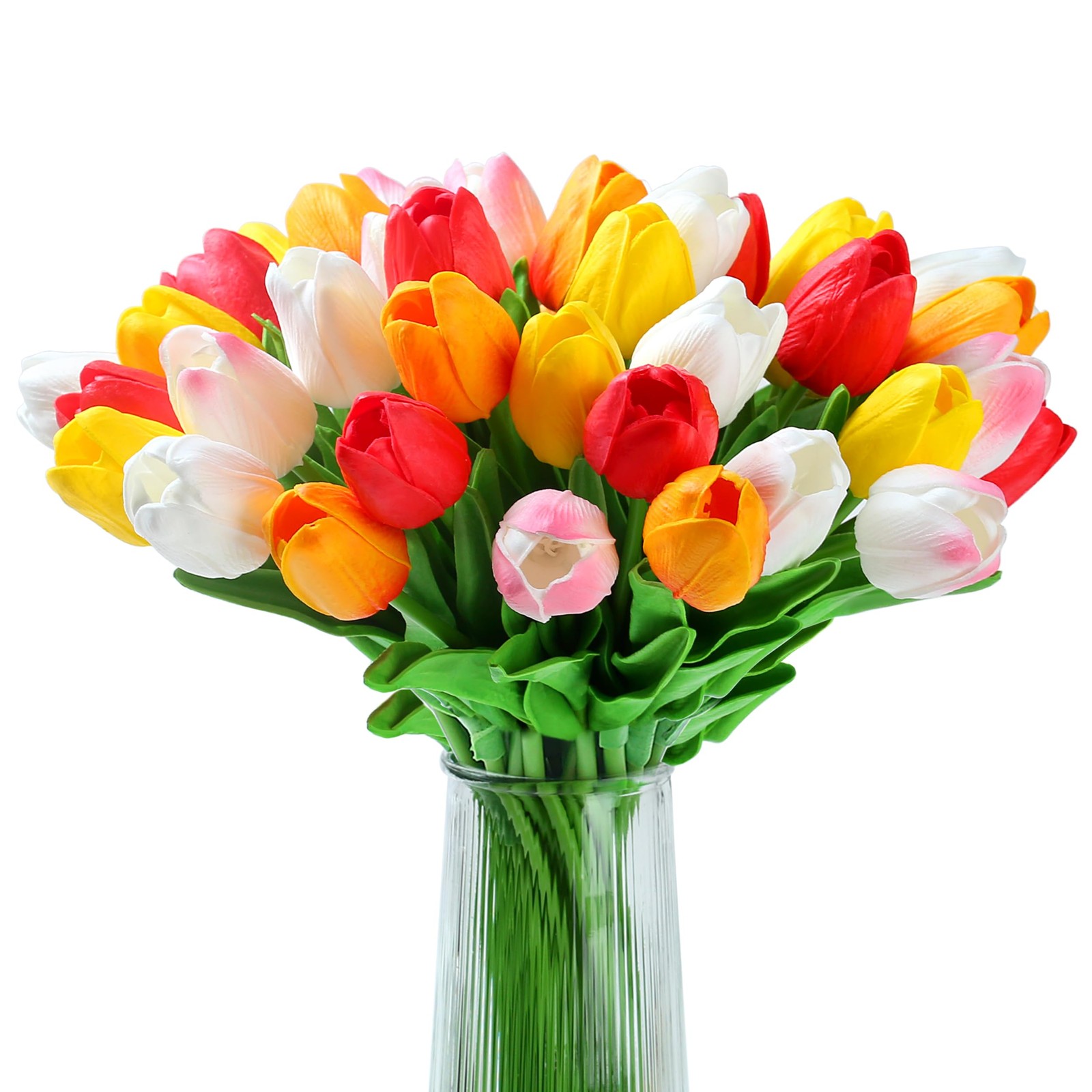 20 PCS Colorful Artificial PU Tulips 14 Inch Real Touch Fake Floral Bouquet