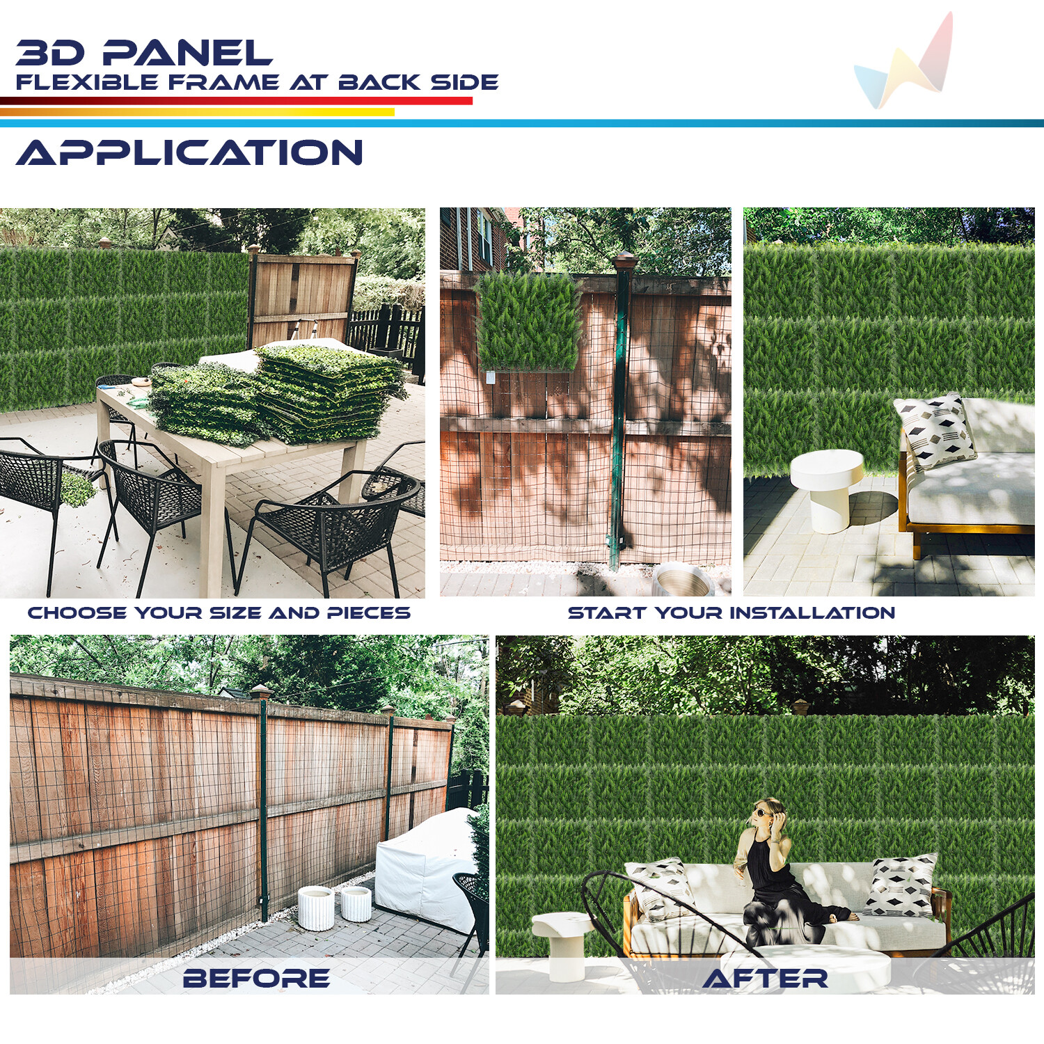 20″x20″ Artificial Faux 3D Mix Leaves Privacy Fence Screen Decor Mats Hedge #10