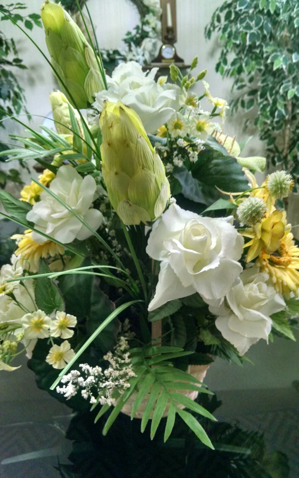 Large Artificial Flower Arrangement in Basket