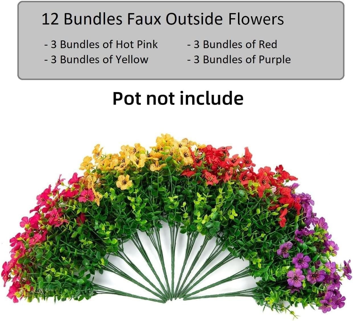 12 Bundles Artificial Daisy Flowers UV Resistant Faux Plants Garden Decor