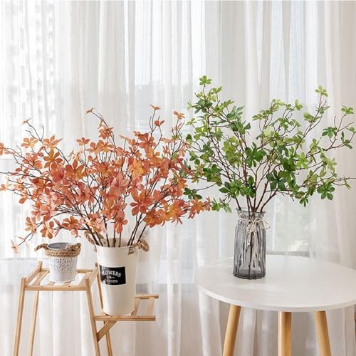 6 Pcs Artificial Fall Stems Eucalyptus Leaves Branches Long Stem Fall Orange