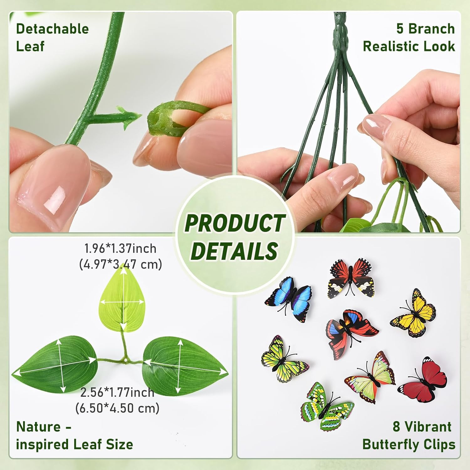 Fake Hanging Plants, 2Pcs Artificial Pothos Vines Faux Plants Greenery for Wall