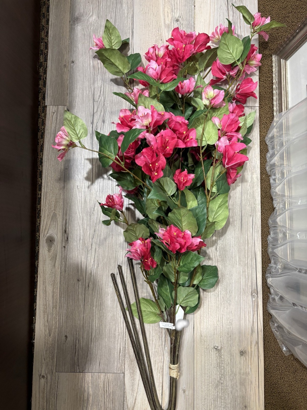 NEW POTTERY BARN Faux Pink Bougainvillea Flowers 48″ Tall Branch Stems Decor NWT