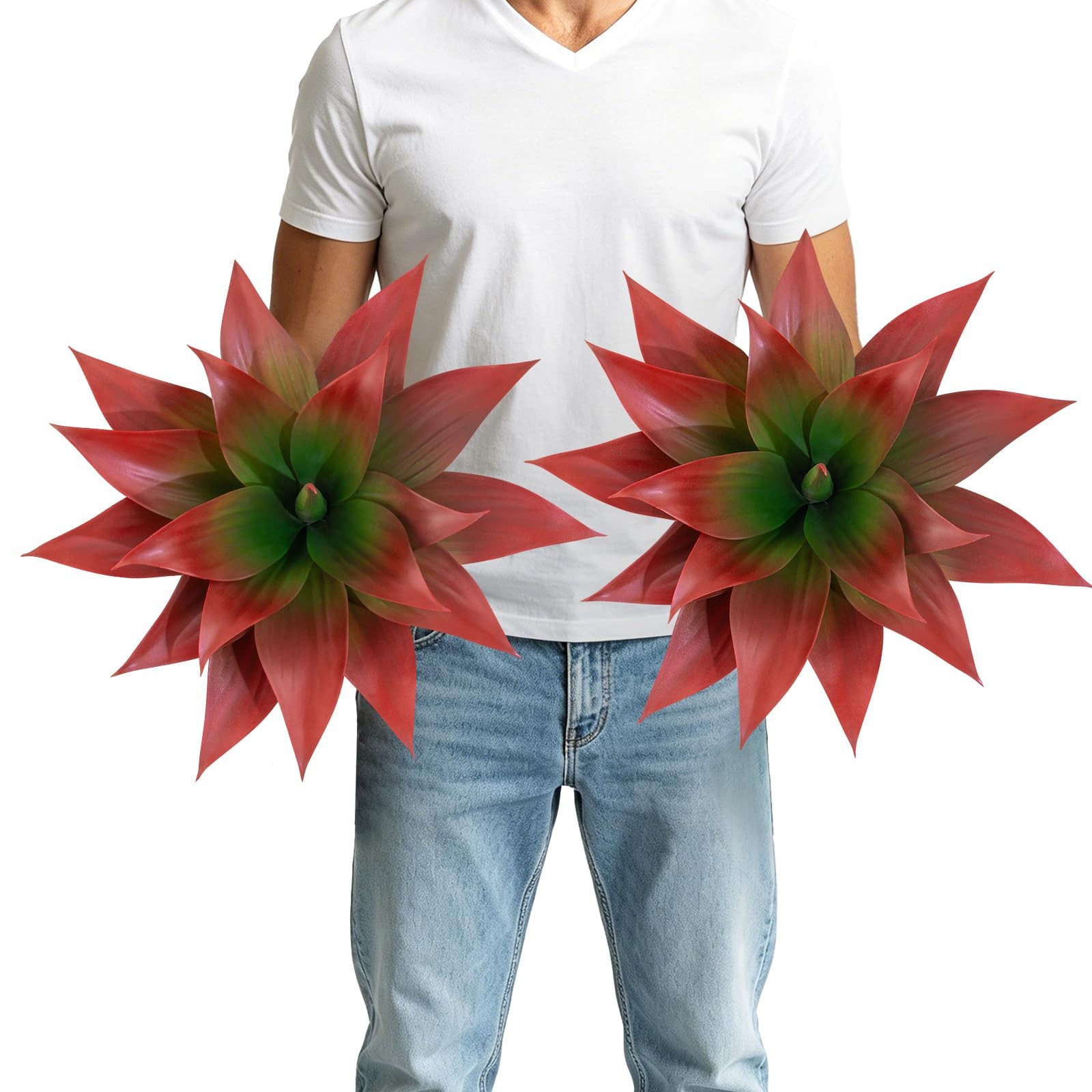 2 Pack 16 Inch Artificial Agave Plant – Large Faux Succulent Steams for Indoo…