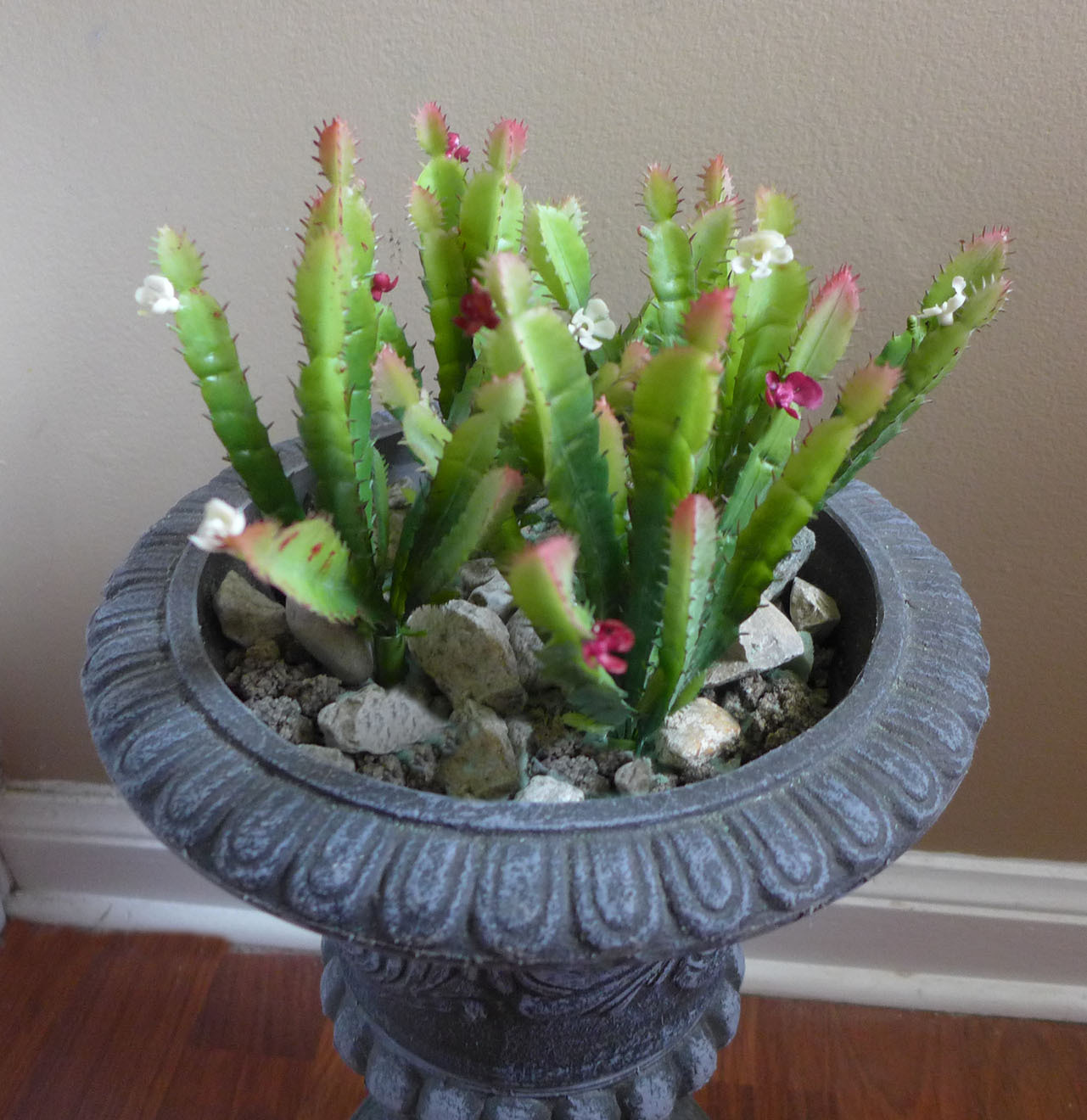 4 Artificial Blooming Cactus Plastic Grass Succulents Landscape