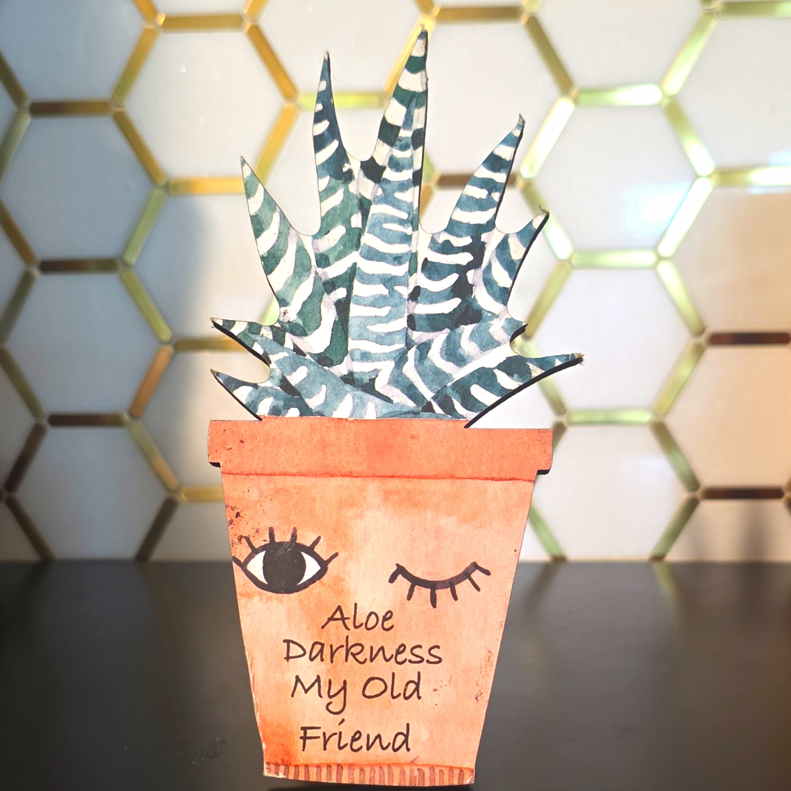 Plant Puns-Plant Decor- Plant Arrangement in Pot “Aloe Darkness My Old Friend”