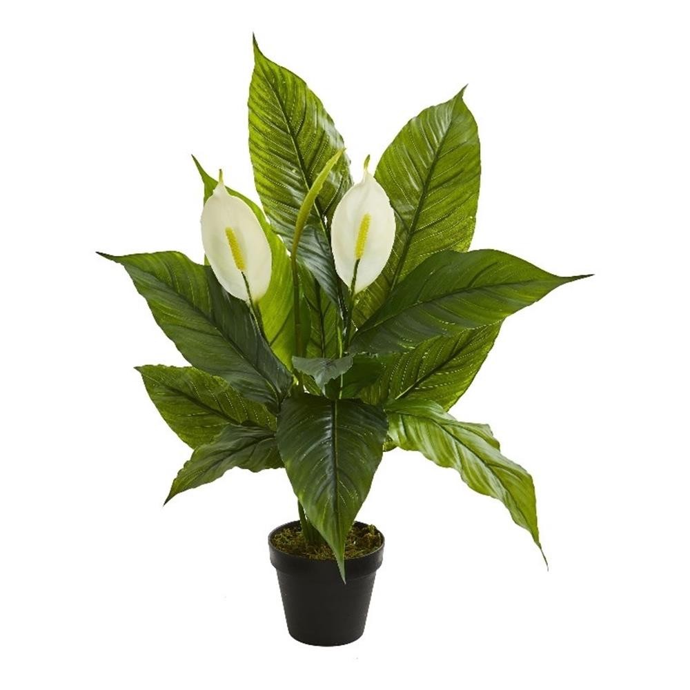 Nearly Natural 26″ Spathiphyllum Artificial Plant Real Touch in Green/Black