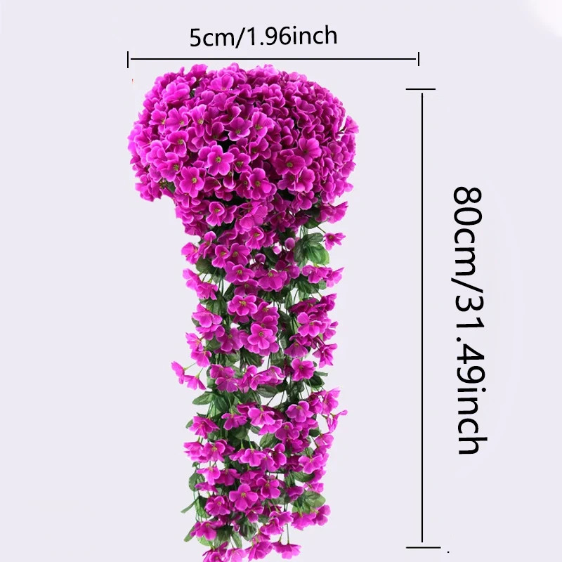 80/90cm Artificial Violet Hanging Flowers Wall Decor Silk Flower Vines For Home
