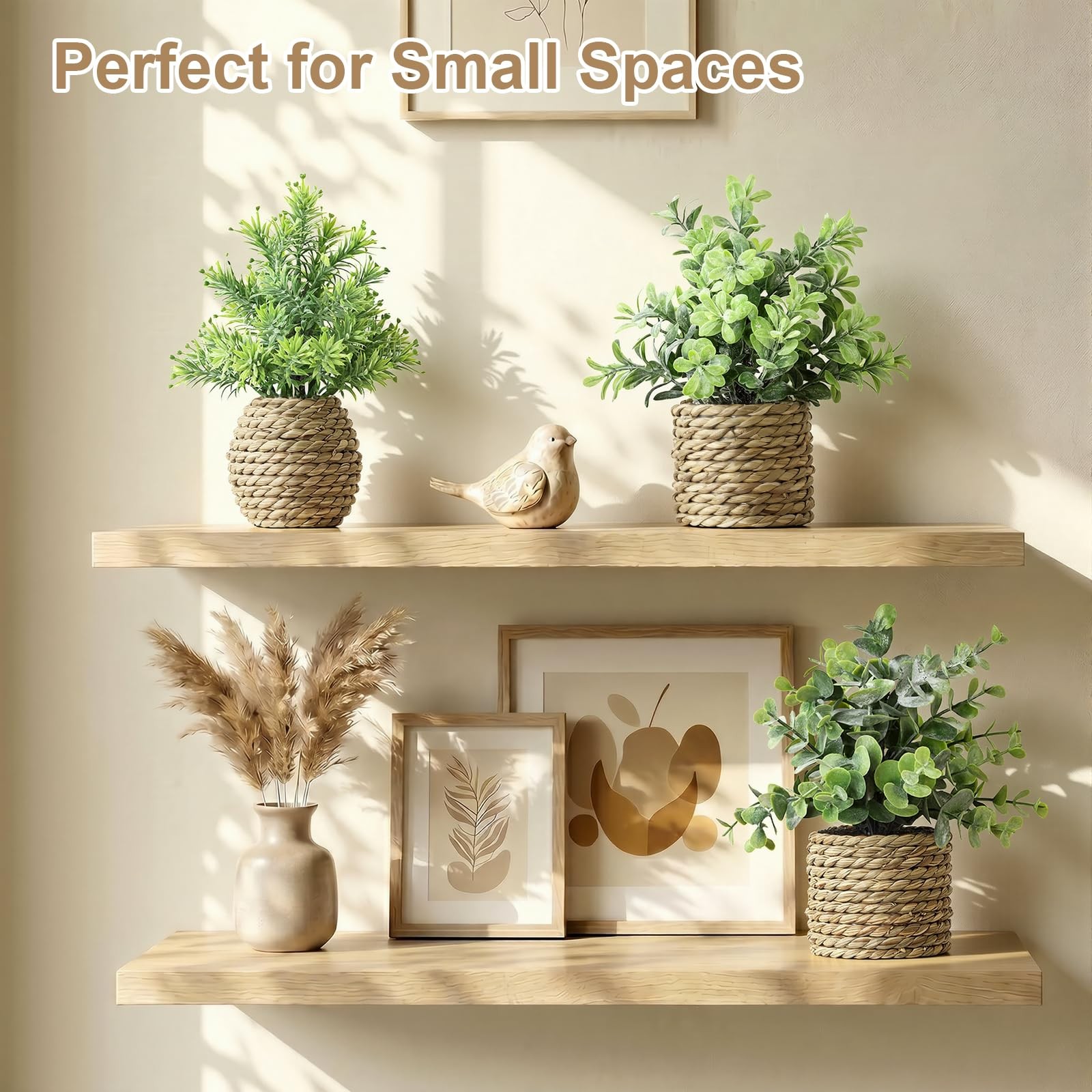 Small Fake Potted Plants: 9 Inches Artificial Plants with Seagrass Handwoven …