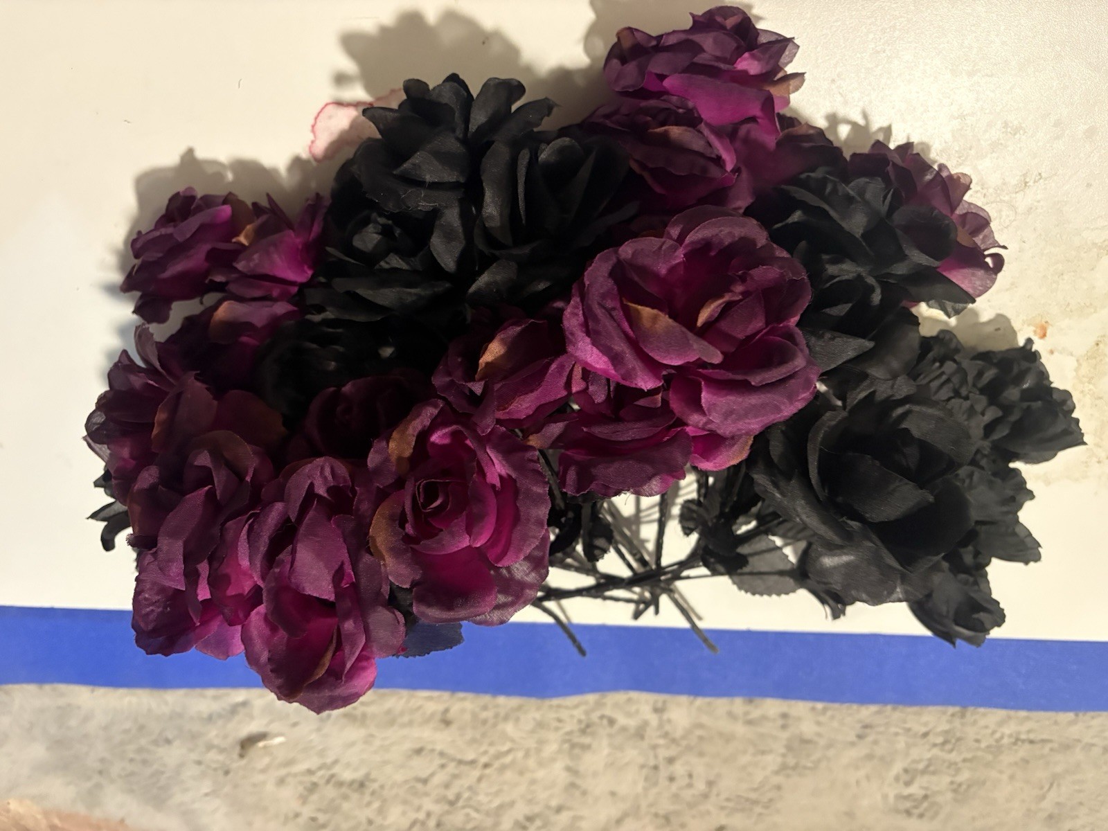 10 Boquets Roses Artificial Black Purple Roses On Stem Artificial Flowers 70PC
