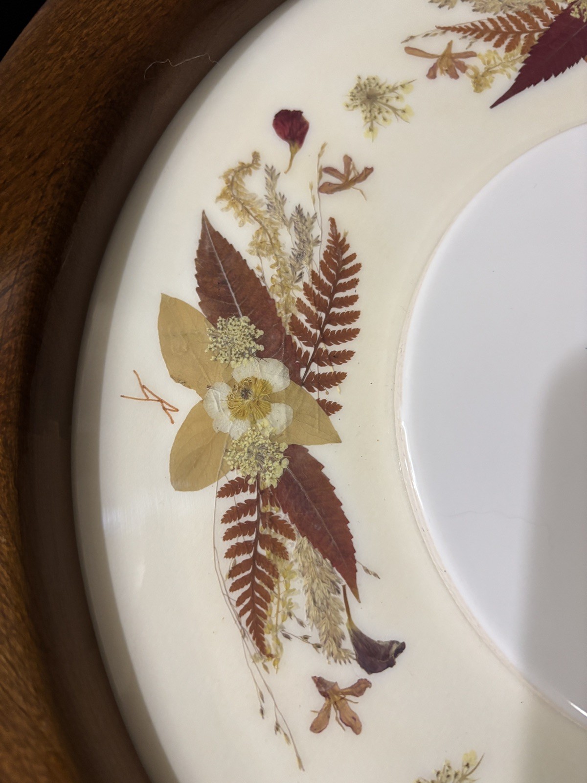 Vintage Dried Pressed Flowers and fern Serving Tray