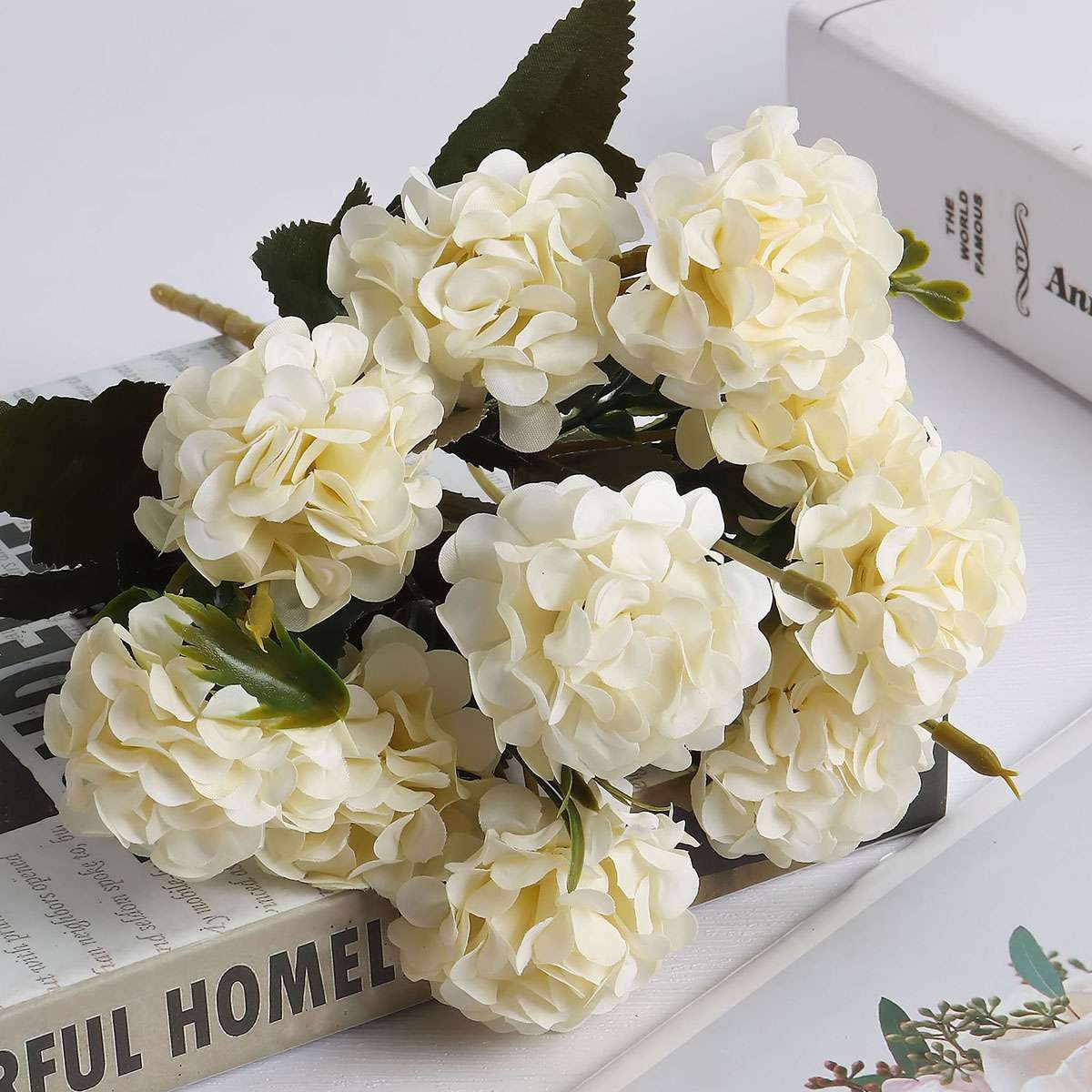 10 Heads Artificial Hydrangea Flower Bouquet Plants Home Wedding Decor