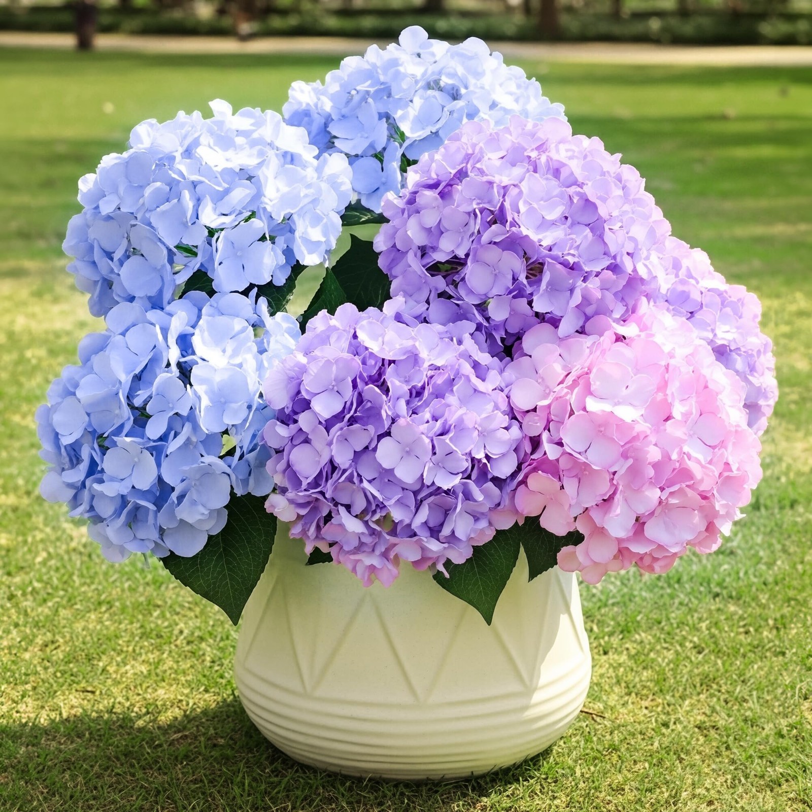 6 Bundles UV Resistant Artificial Hydrangea Flowers – 30 Heads for Indoor & Outd