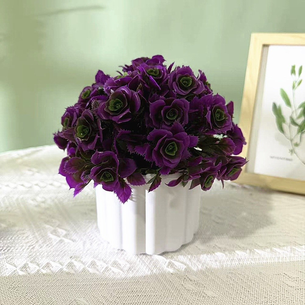 Artificial Bonsai Decor Plastic Rose Blossoms for Tabletop Desk Styling