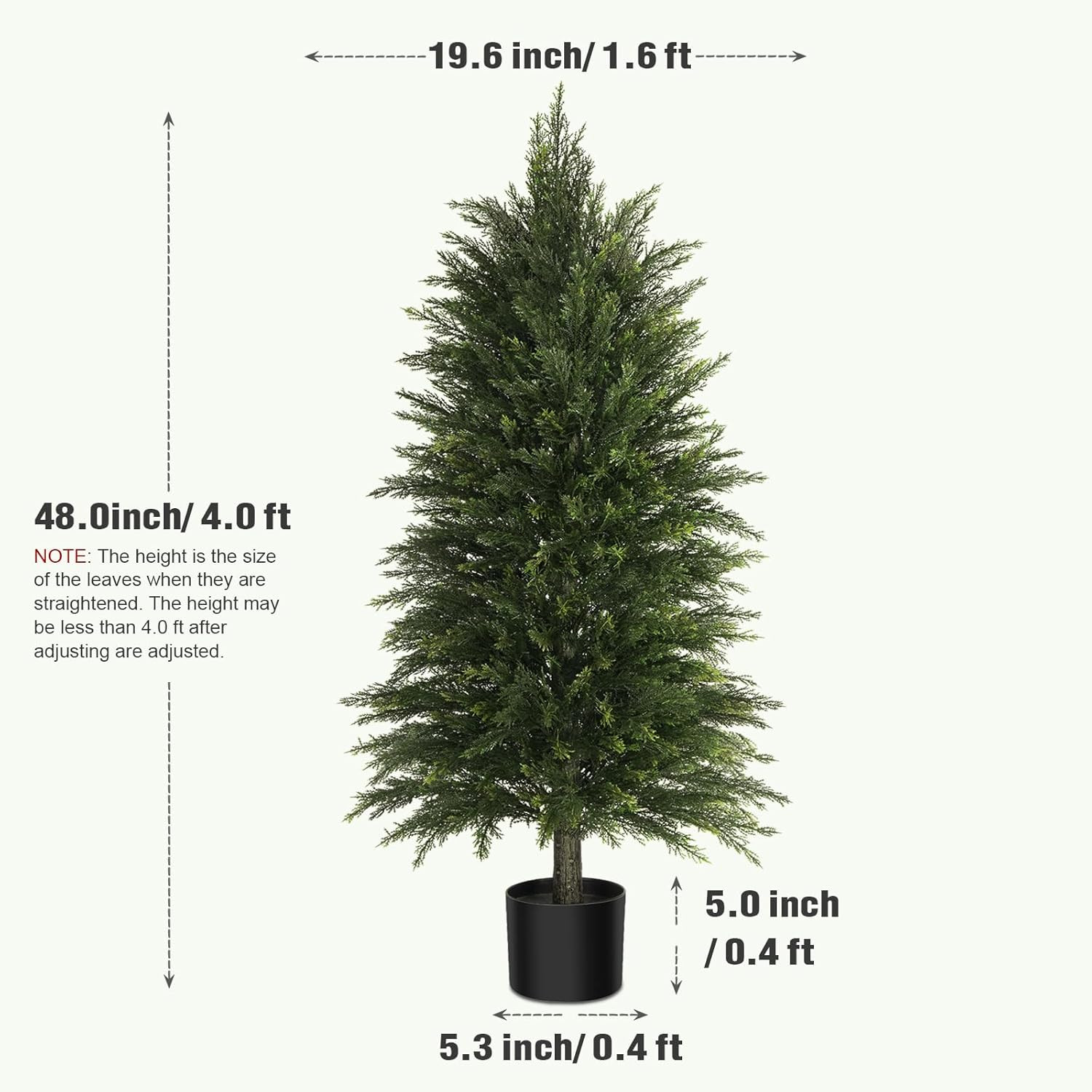 4FT Artificial Cedar Trees Set of 2, Realistic Faux Evergreen Topiary Bushes Pla
