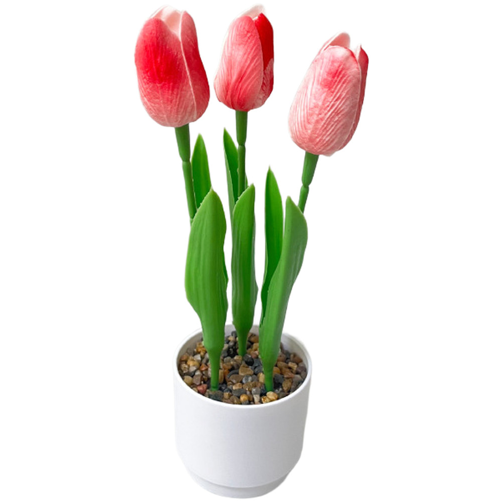 Artificial Tulip with PU Pot for Nordic Aesthetic 10 10 25cm for Decor Setup