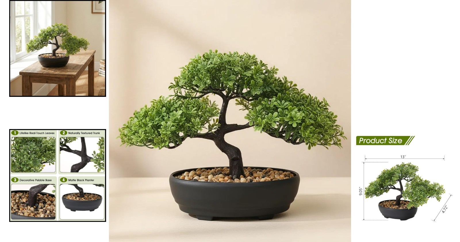 Compact 9.05″ Faux Juniper Bonsai Tree – Maintenance-Free Shelf Accent Piece