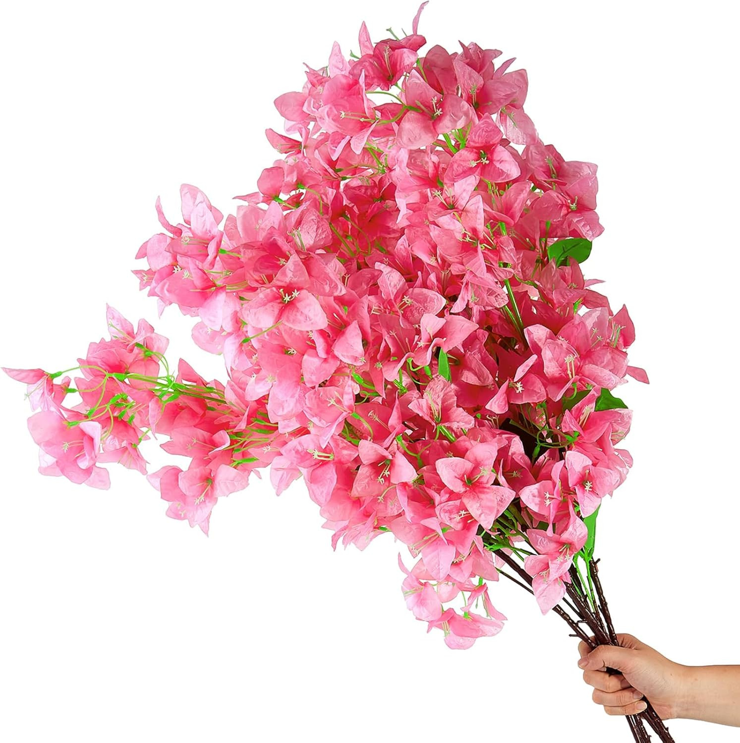 20 PCS Pink Silk Bougainvillea Flowers – UV Resistant Faux Vines for Decor