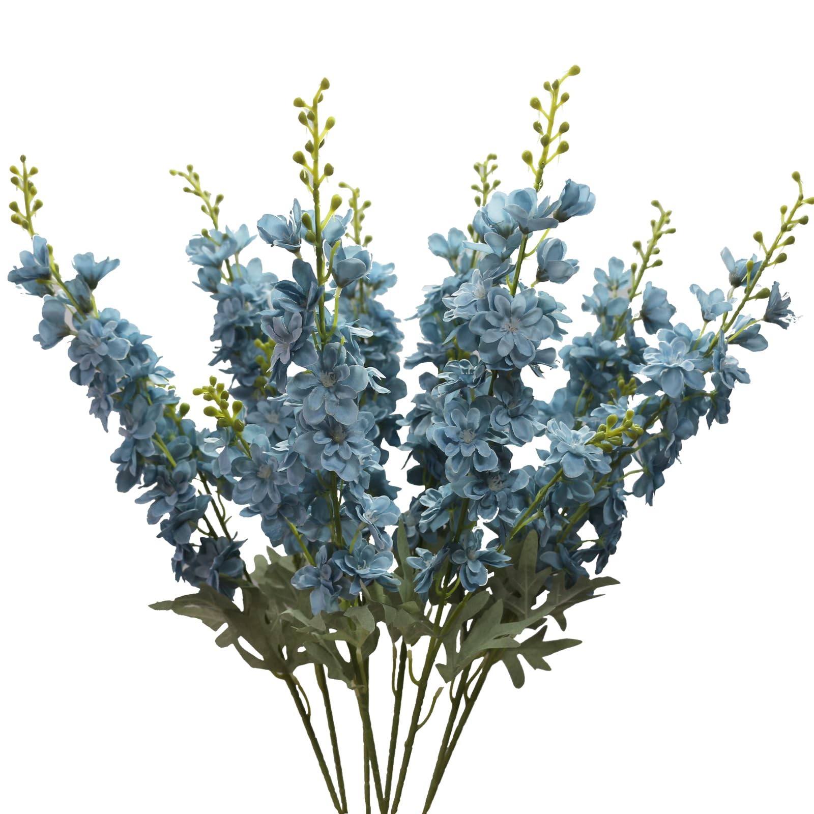 8 PCS Dusty Blue 33.46 Inch Artificial Delphinium Larkspur Tall Fake Flowers