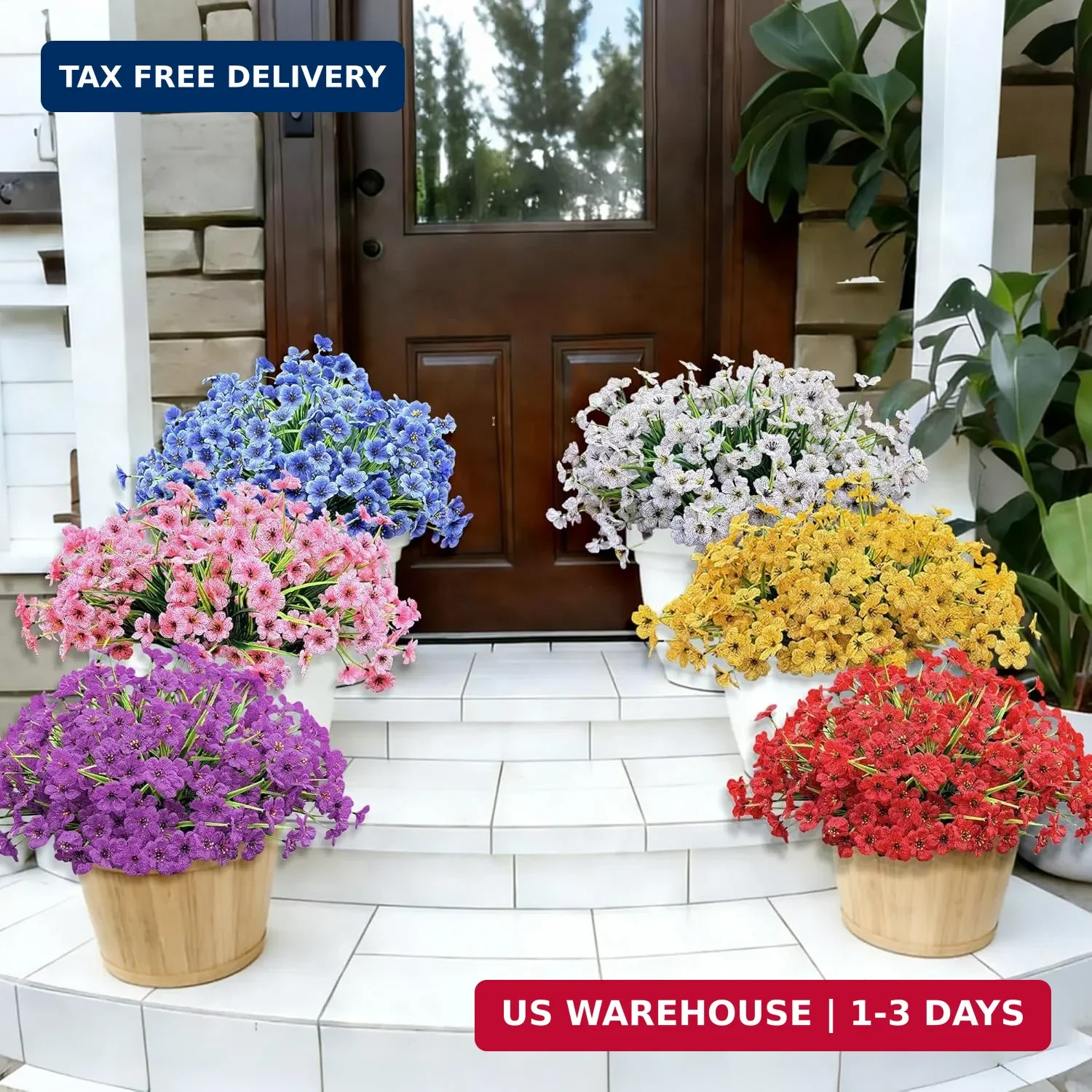 20 Bundles Artificial Flowers for Outdoors, UV Resistant Fake Flowers with Plast