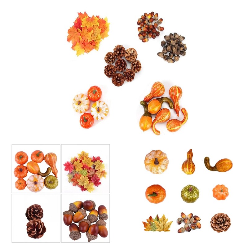 Artificial Pumpkin Gourd Acorn Berries Maple Leaf Fall Harvest Decor Props