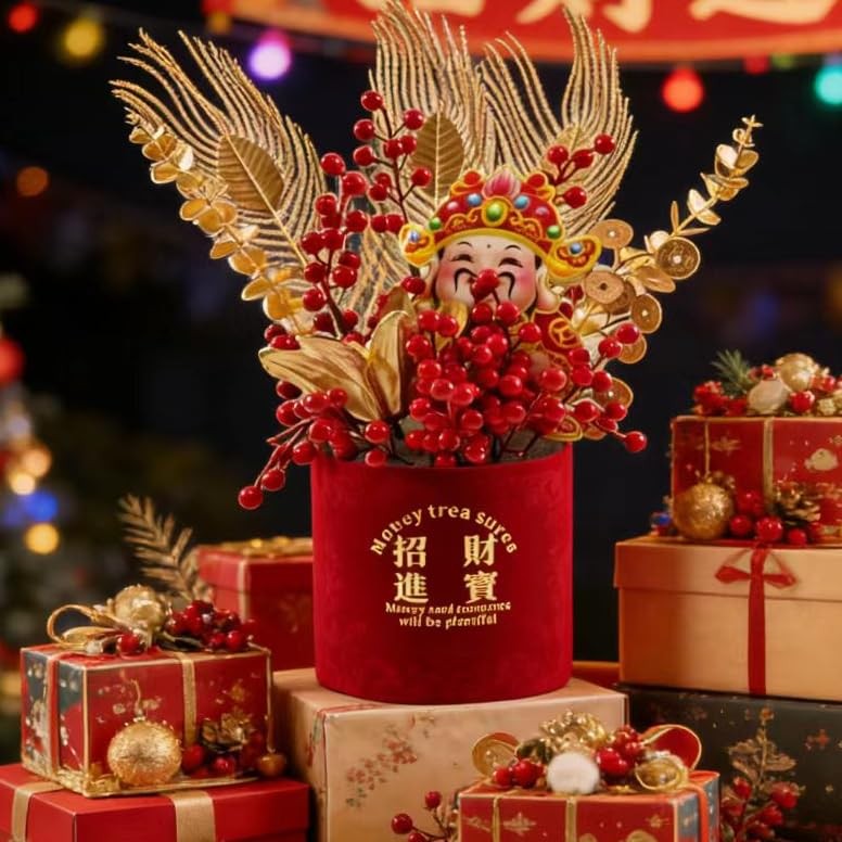 Chinese New Year Fu Bucket, 2026 Spring Festival Fu Character Artificial Bran…