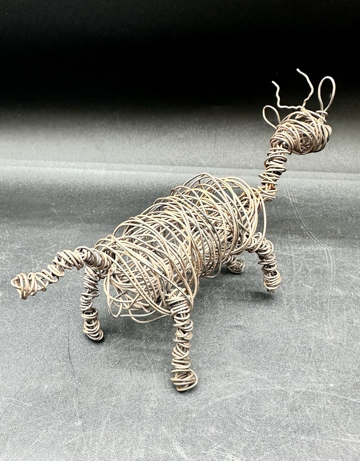 Vintage Brutalist Wire Animal Sculpture Deer Horse Reindeer 8x4in