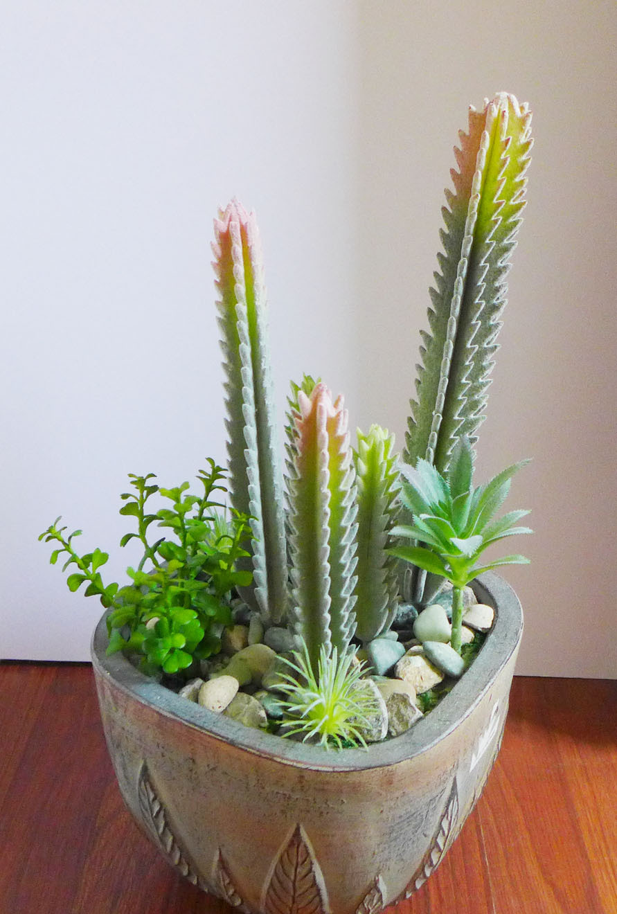 Set of 9 Flocking Artificial Succulents Plants Coral columns Mini Pine Tree