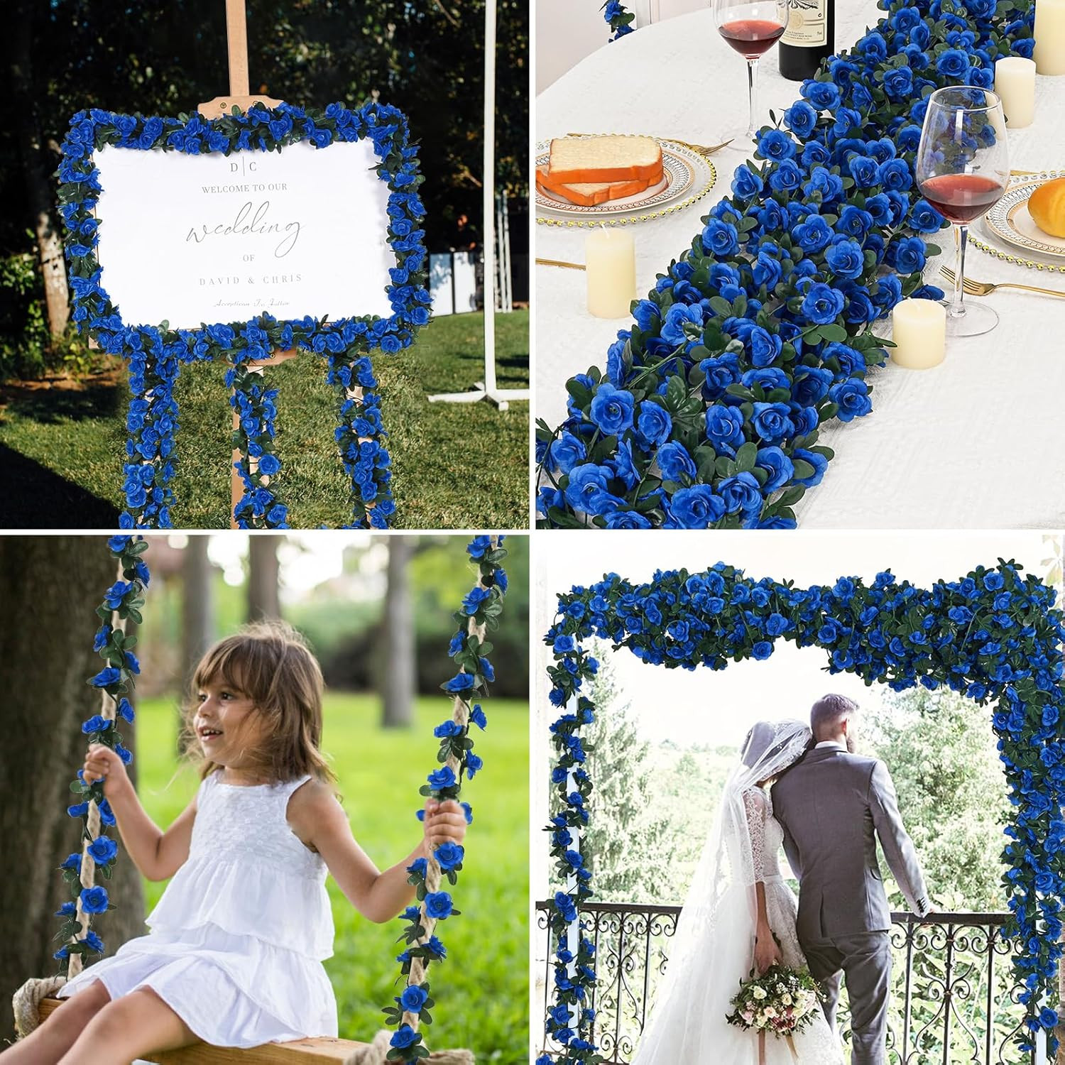 Flower Garland Rose Vines, 5 Strands 41Ft Flowers Vines for Bedroom, Rose Flower