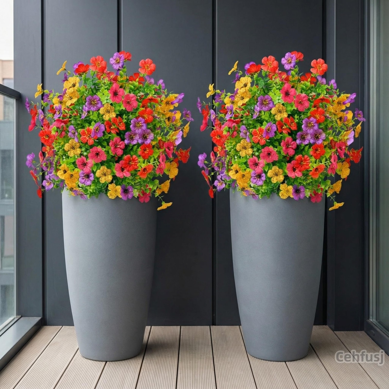 23.6″ Artificial Boxwood Topiary Ball Tree with Colorful Violet Flowers, Set …