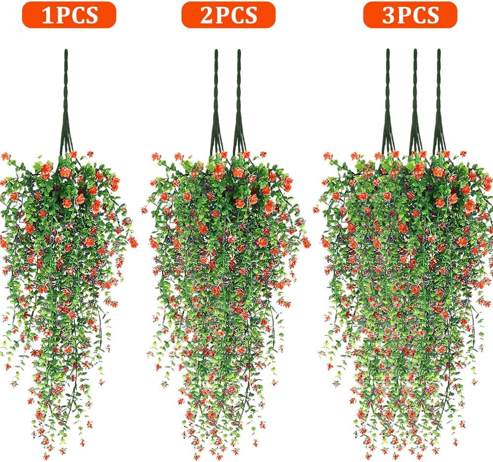 Artificial Hanging Flowers, 3 Pcs Fake Hanging Plants Decor, Artificial Vines fo